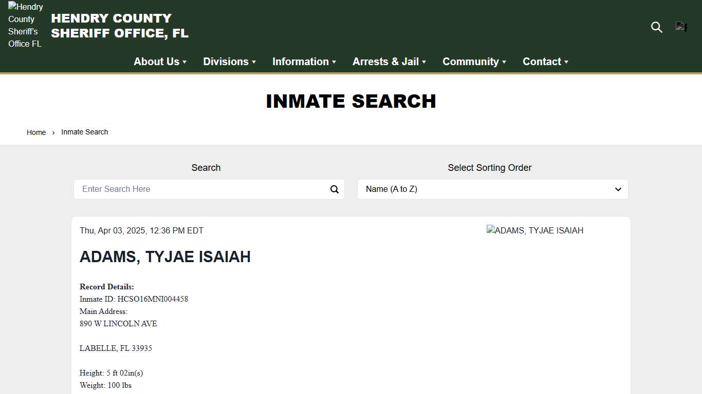 Inmate Search Hendry County Sheriff’s Office FL